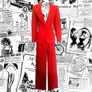 1970s vintage disco orange blazer pants suit size small